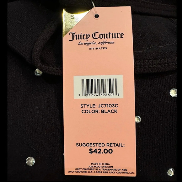 Juicy Couture Bodysuit Shorts with Full Glam Rhinestones SZ S Logo JC on Leg - Picture 6 of 6